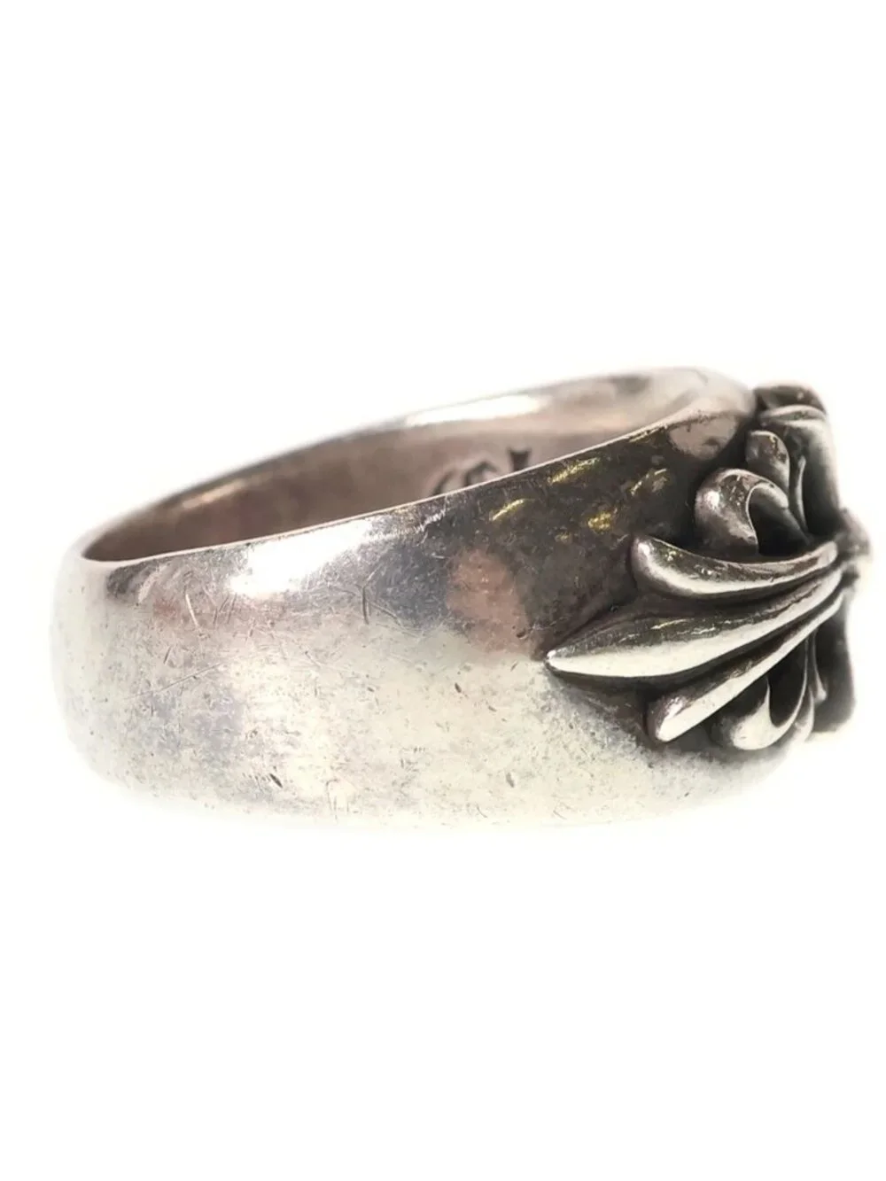 Chrome Hearts Flrl Floral Cross Ring Silver